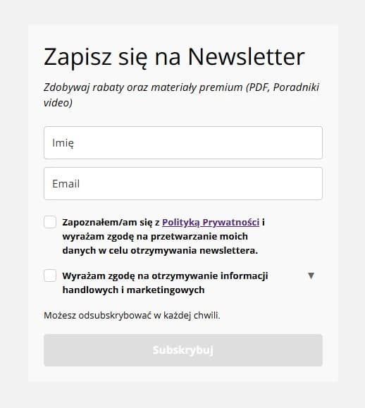 Integracja Email Marketing realizacja 1